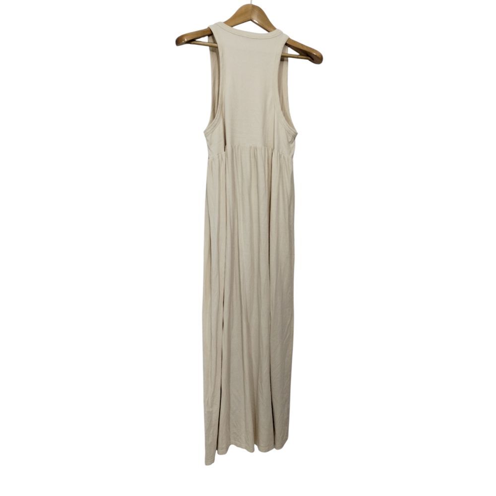 Ninety Percent Women's Gathered Organic Cotton-Jersey Maxi Dress Size M Beige - Picture 2 of 7